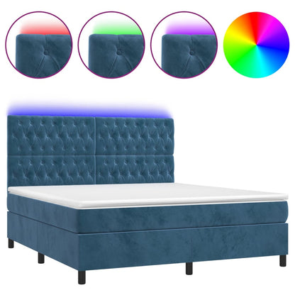 Boxspring met matras en LED fluweel donkerblauw 160x200 cm