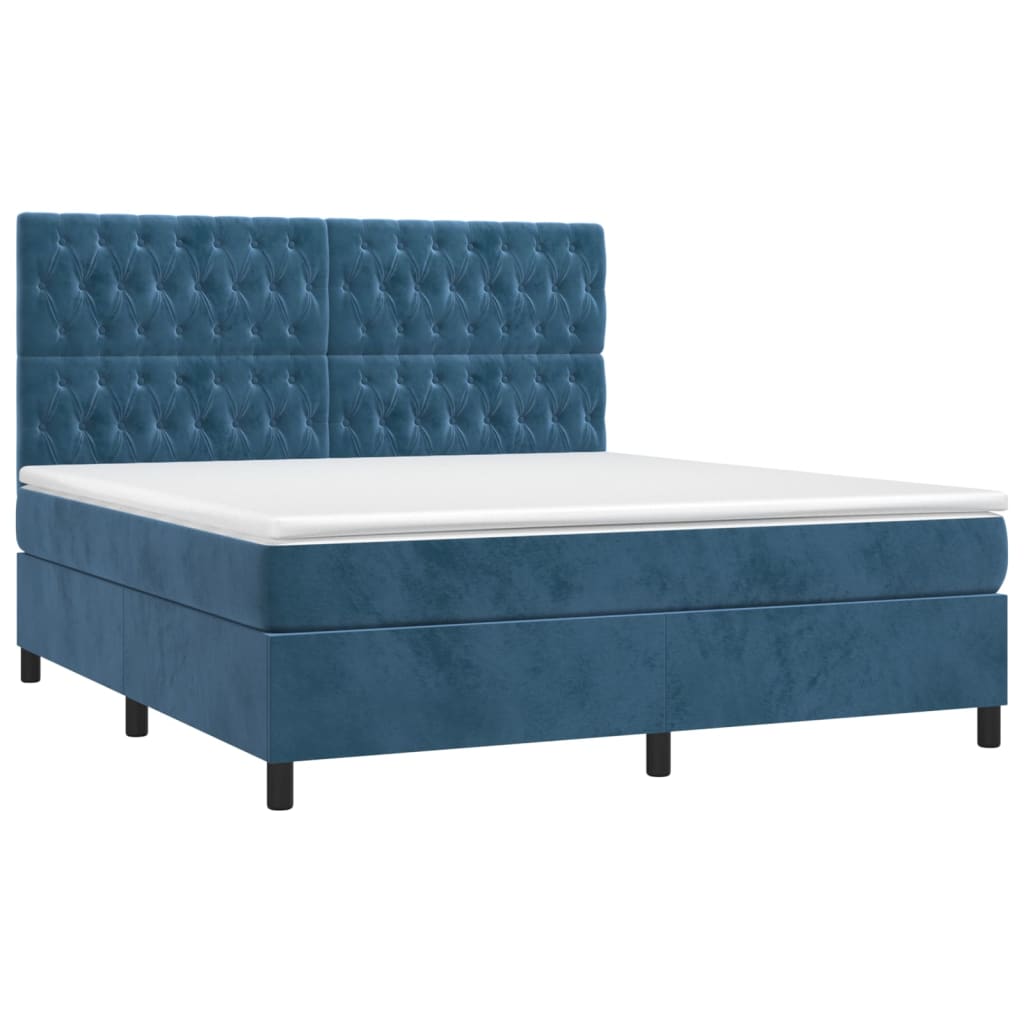 Boxspring met matras en LED fluweel donkerblauw 160x200 cm