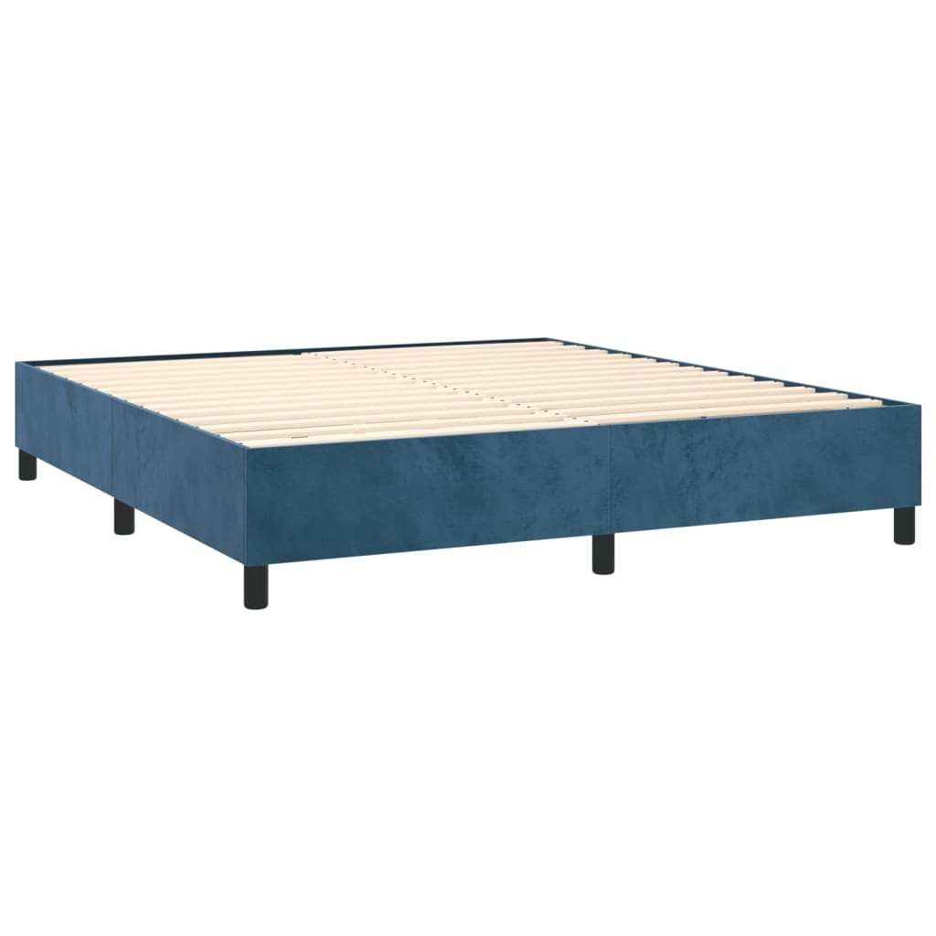Boxspring met matras en LED fluweel donkerblauw 160x200 cm