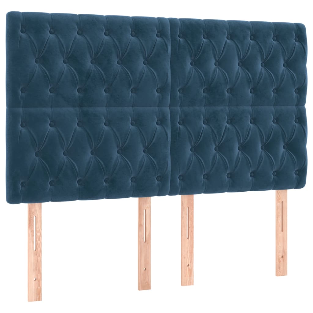 Boxspring met matras en LED fluweel donkerblauw 160x200 cm