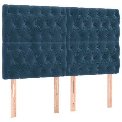 Boxspring met matras en LED fluweel donkerblauw 160x200 cm