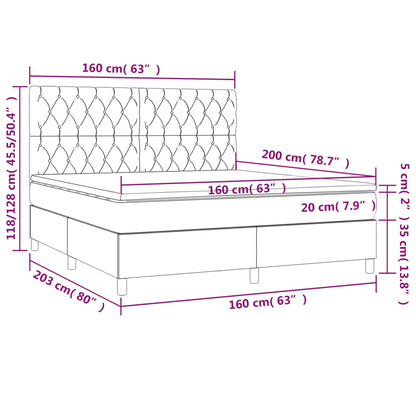 Boxspring met matras en LED fluweel donkerblauw 160x200 cm