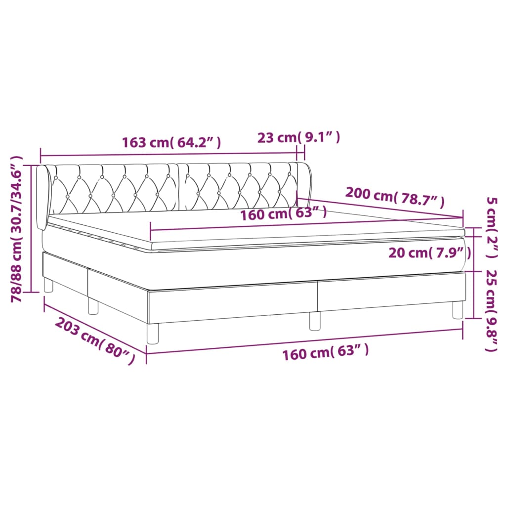 Boxspring met matras fluweel donkerblauw 160x200 cm