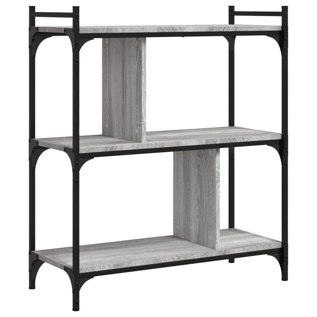Boekenkast 3-laags 76x32x88 cm bewerkt hout grijs sonoma