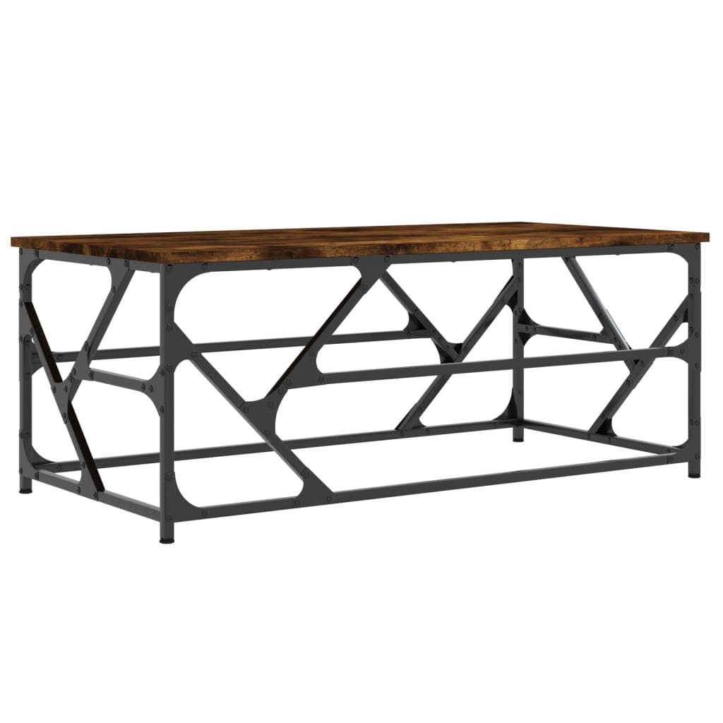 Salontafel 100x50x40 cm bewerkt hout gerookt eikenkleurig