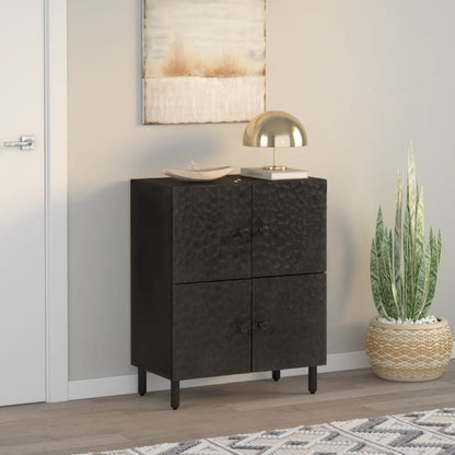 Bijzetkast 60x33x75 cm massief mangohout zwart