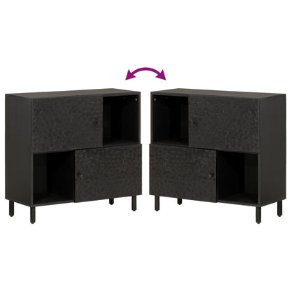 Bijzetkast 80x33x75 cm massief mangohout zwart