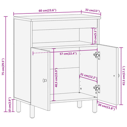 Bijzetkast 60x33x75 cm massief acaciahout