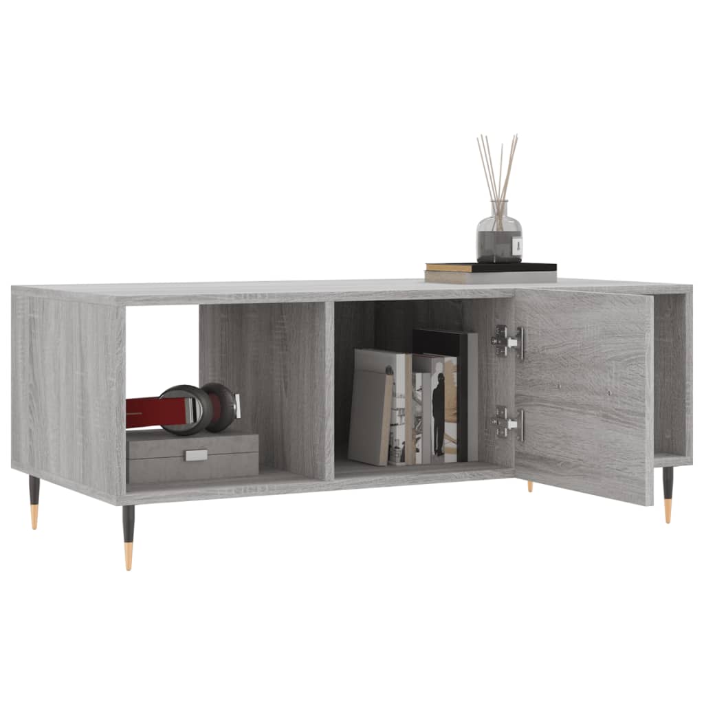Salontafel 102x50x40 cm bewerkt hout grijs sonoma eikenkleurig