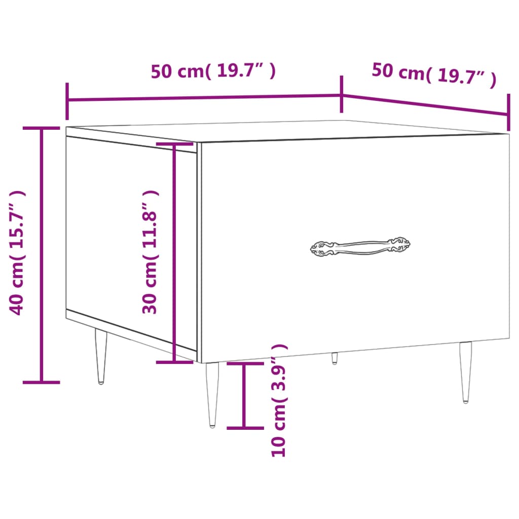 Salontafel 50x50x40 cm bewerkt hout betongrijs