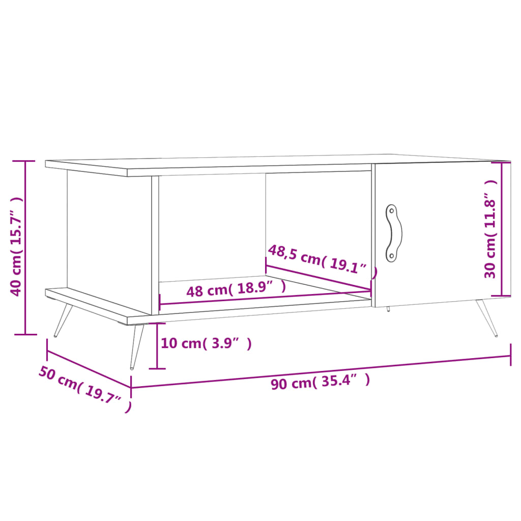 Salontafel 90x50x40 cm bewerkt hout betongrijs