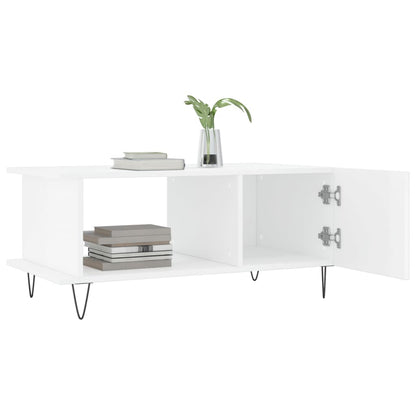 Salontafel 90x50x40 cm bewerkt hout hoogglans wit