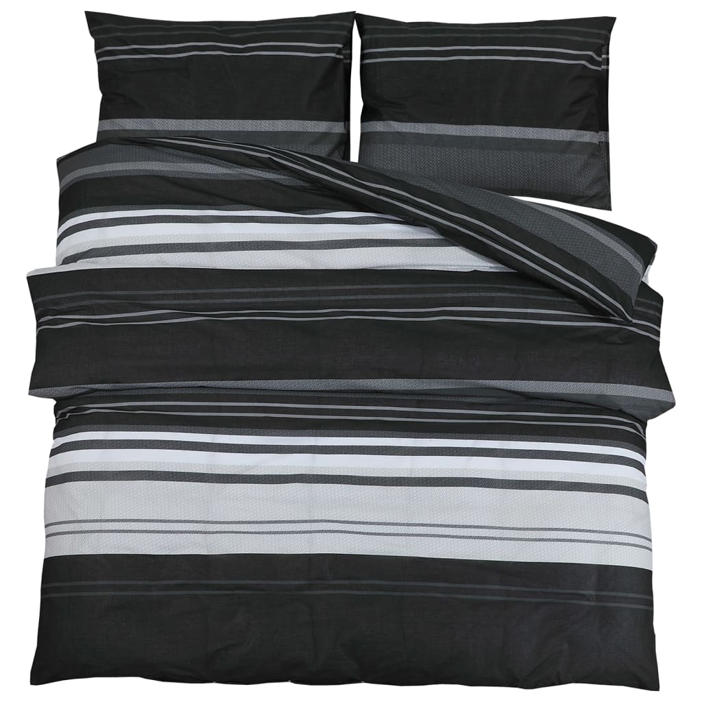 Dekbedovertrekset 225x220 cm katoen zwart en wit