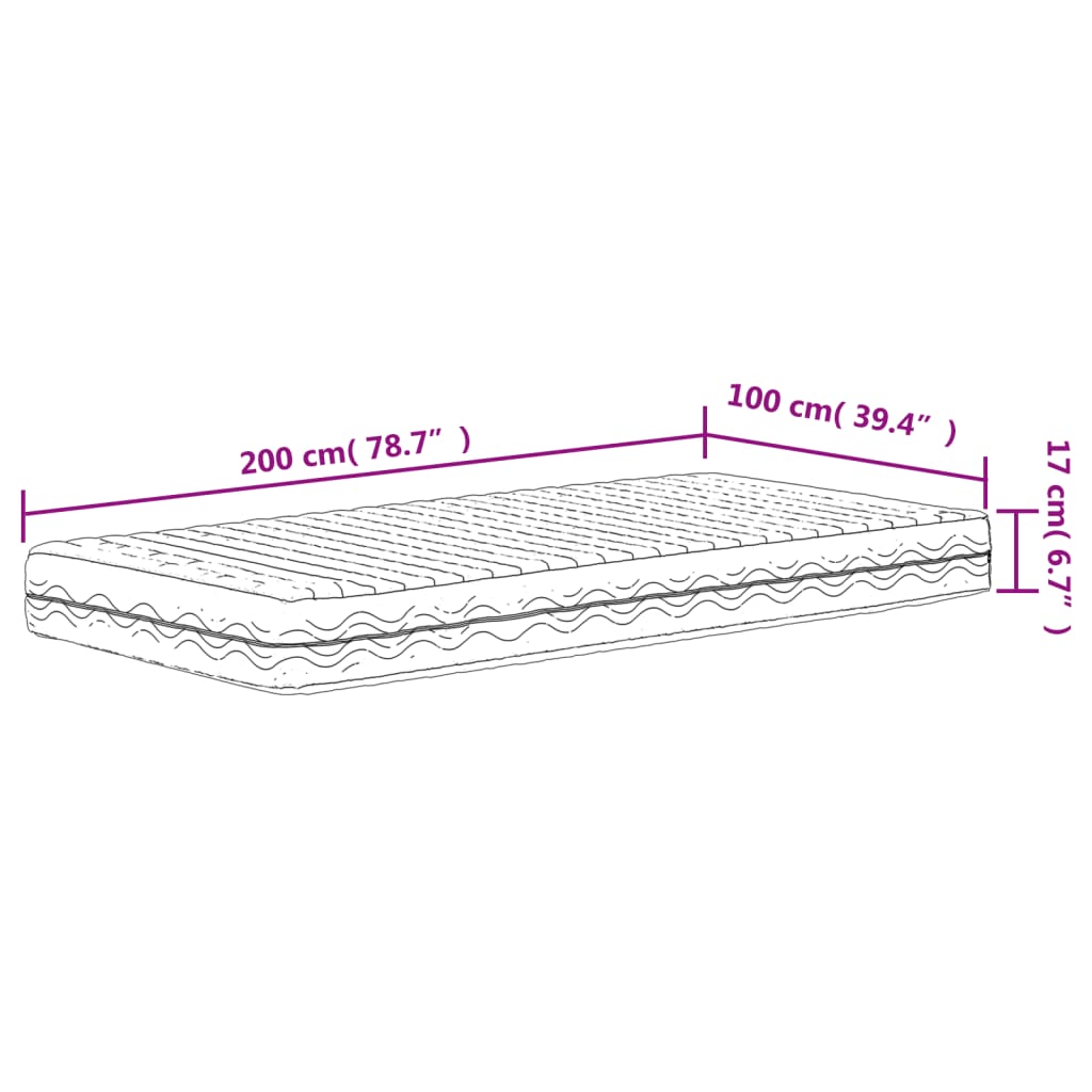 Schuimmatras hardheid H2 H3 100x200 cm wit