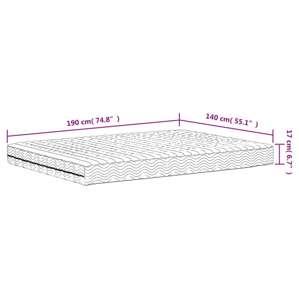 Schuimmatras hardheid H2 H3 140x190 cm wit