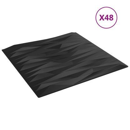 Wandpanelen Steen 12 M² 50X50 Cm Xps Zwart 48 Zwart steen