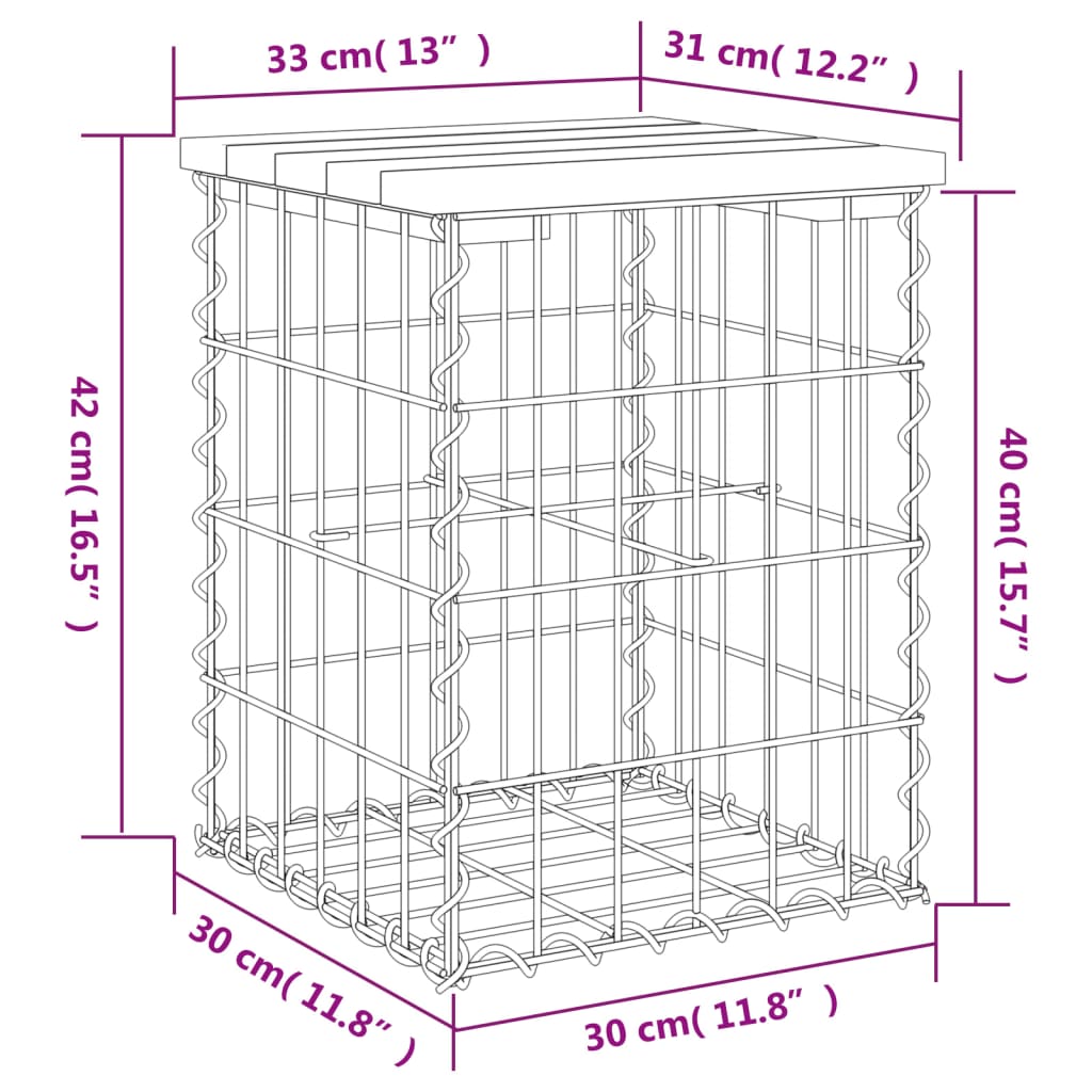 Tuinbank Schanskorfontwerp Massief Grenenhout 33 x 31 x 42 cm Natuurlijk grenenhout