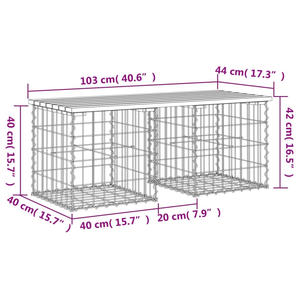 Tuinbank Schanskorfontwerp 103X44X42 Cm Massief Grenenhout 44 x 103 x 42 cm Natuurlijk grenenhout