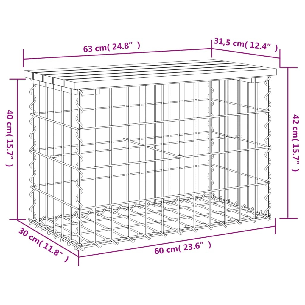 Tuinbank Schanskorfontwerp Geïmpregneerd Hout 63 x 31,5 x 42 cm Donkerbruin