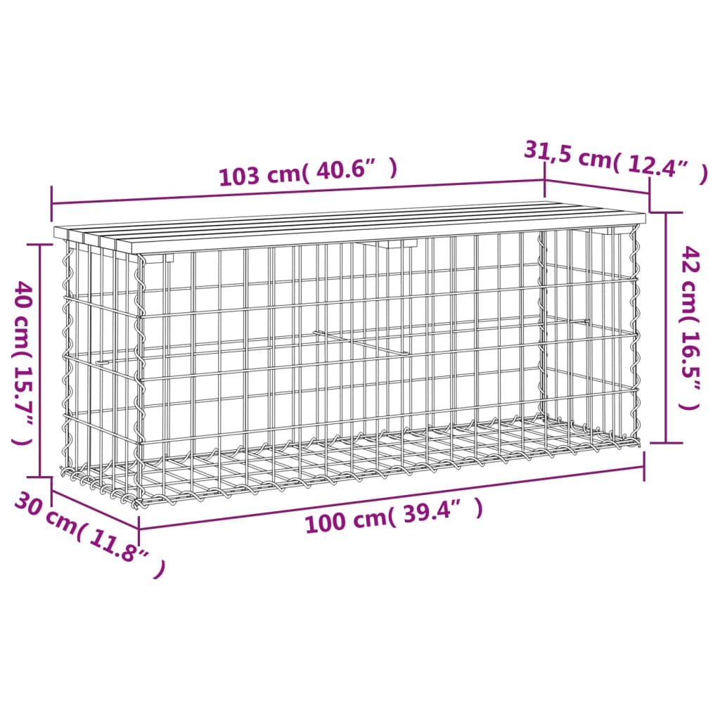 Tuinbank Schanskorfontwerp Geïmpregneerd Hout 103 x 31,5 x 42 cm Donkerbruin