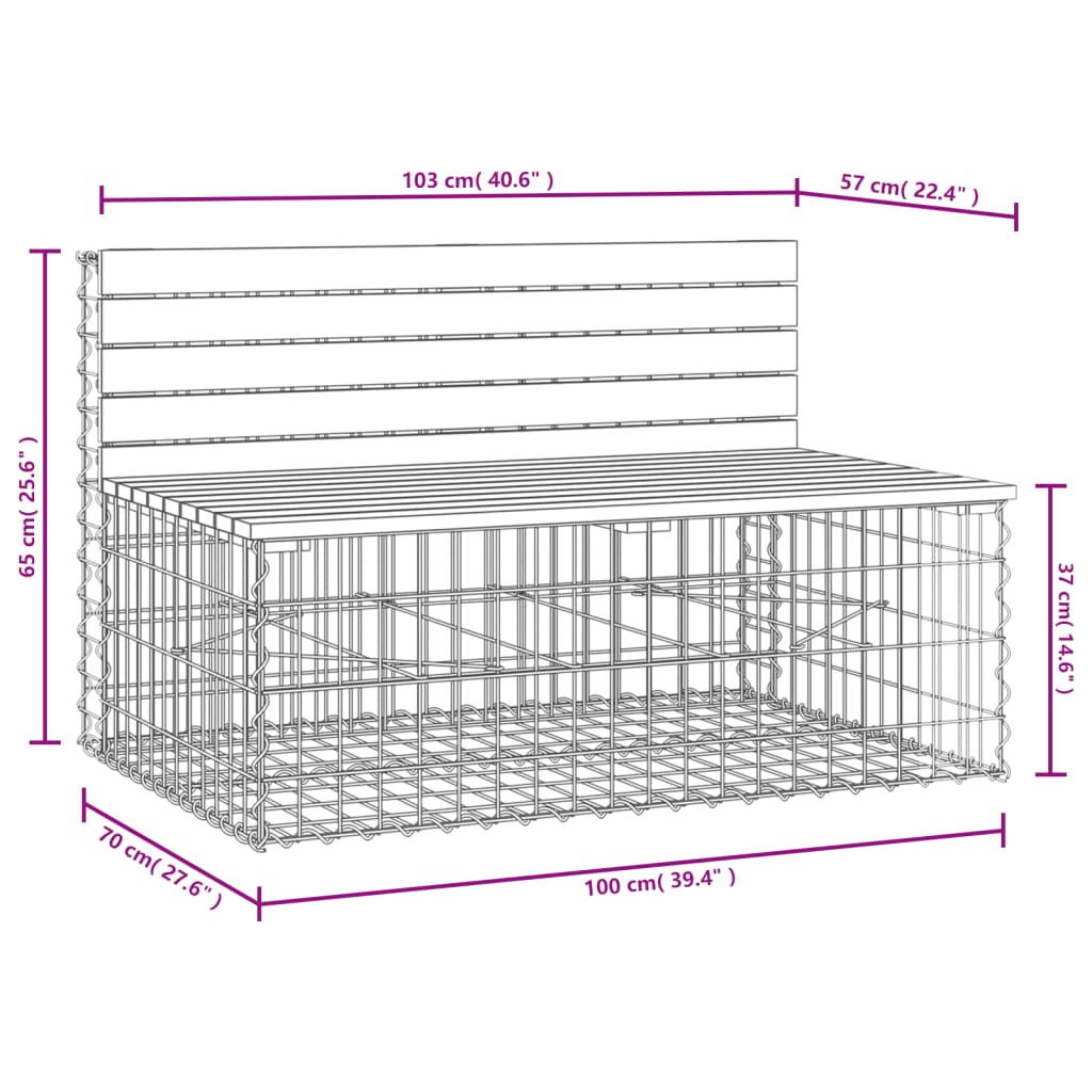 Tuinbank Schanskorfontwerp Massief Douglashout 103 x 70 x 65 cm Natuurlijk douglashout
