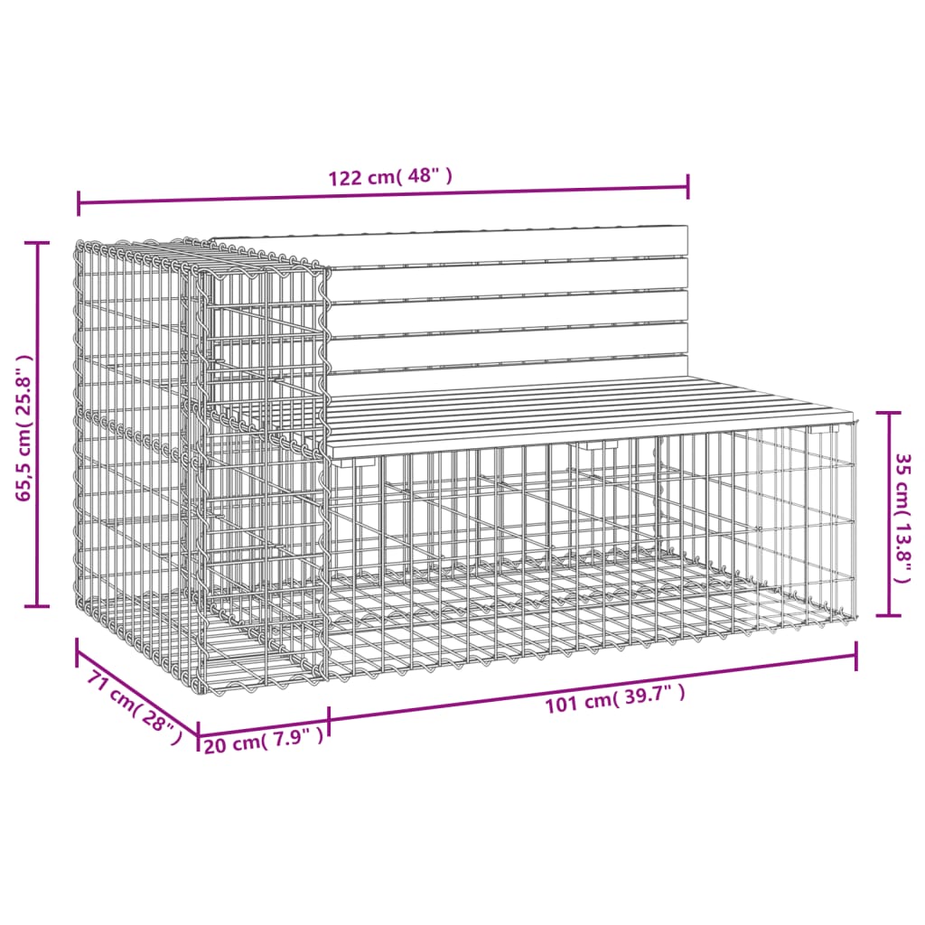 Tuinbank Schanskorfontwerp 122X71X65,5 Cm Massief Douglashout 122 x 71 x 65.5 cm Natuurlijk douglashout