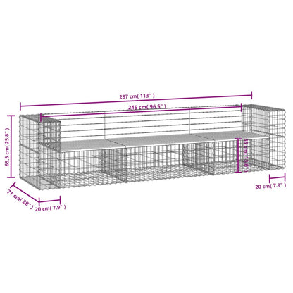 Tuinbank Schanskorfontwerp 287X71X65,5 Cm Massief Douglashout Natuurlijk douglashout