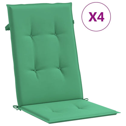 Tuinstoelen 4 st verstelbaar met kussens massief teakhout