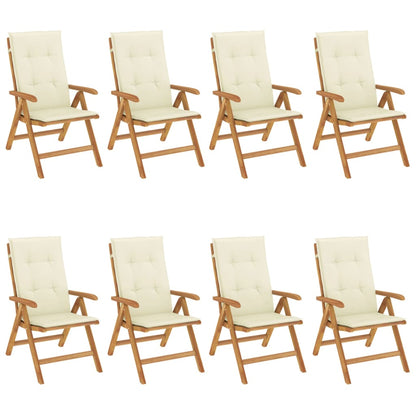 Tuinstoelen 8 st verstelbaar met kussens massief teakhout