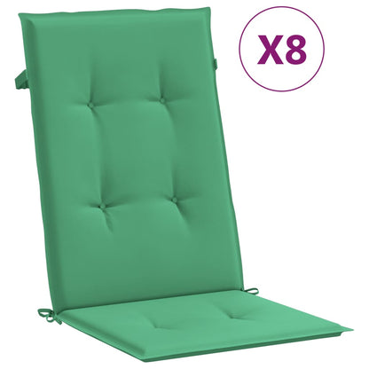 Tuinstoelen 8 st verstelbaar met kussens massief teakhout
