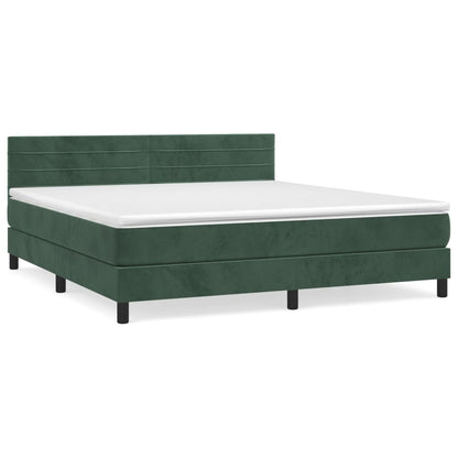 Boxspring met matras fluweel donkergroen 160x200 cm