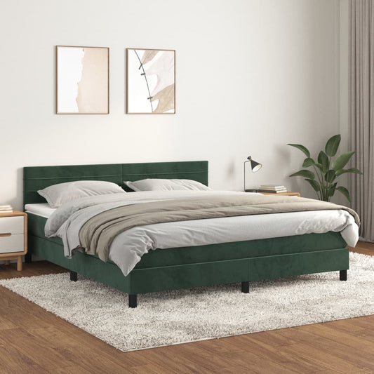 Boxspring met matras fluweel donkergroen 160x200 cm