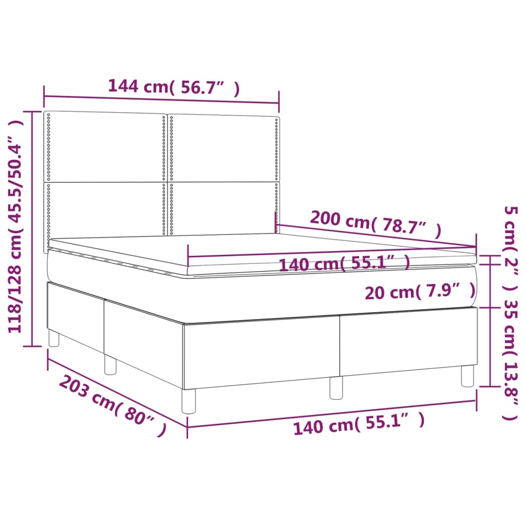 Boxspring met matras fluweel donkergrijs 140x200 cm