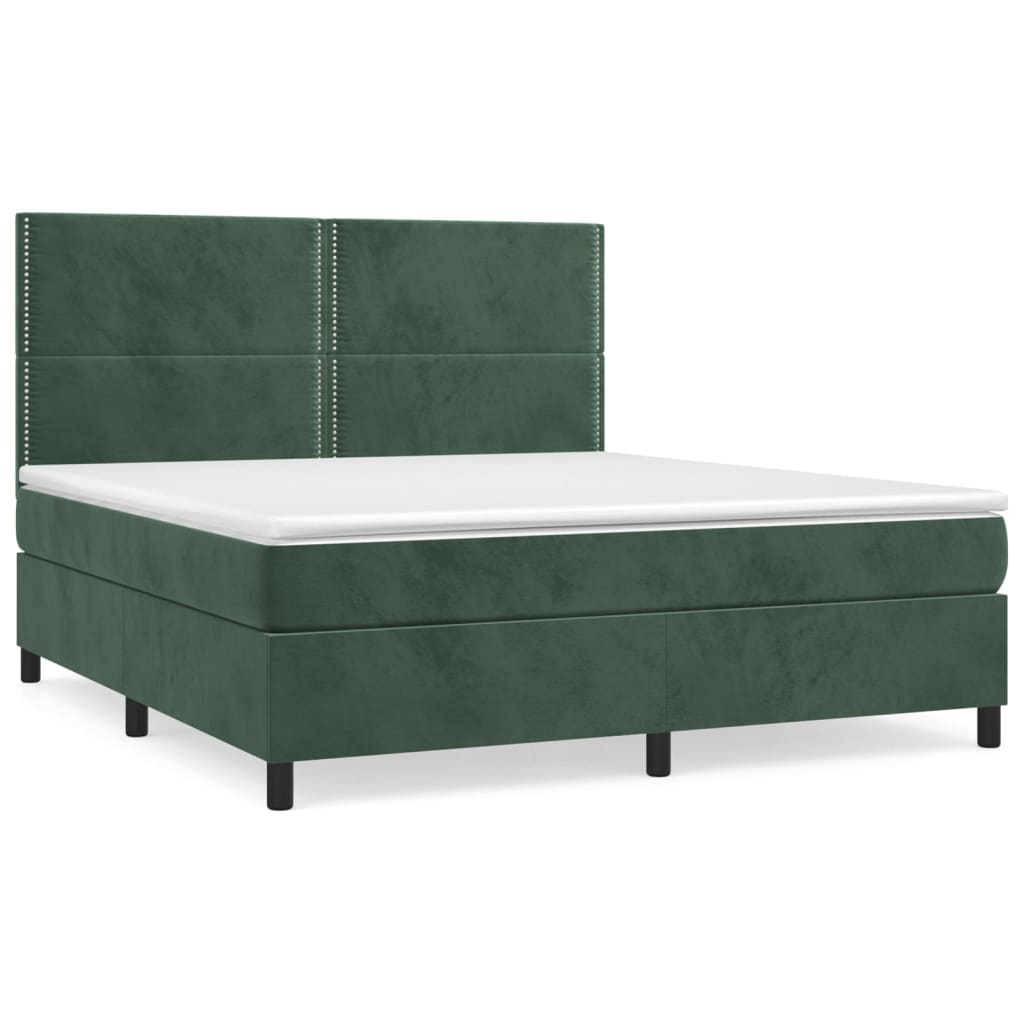 Boxspring met matras fluweel donkergroen 160x200 cm