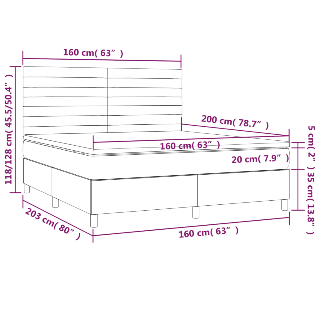 Boxspring met matras fluweel roze 160x200 cm