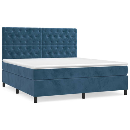 Boxspring met matras fluweel donkerblauw 160x200 cm