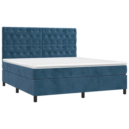 Boxspring met matras fluweel donkerblauw 160x200 cm