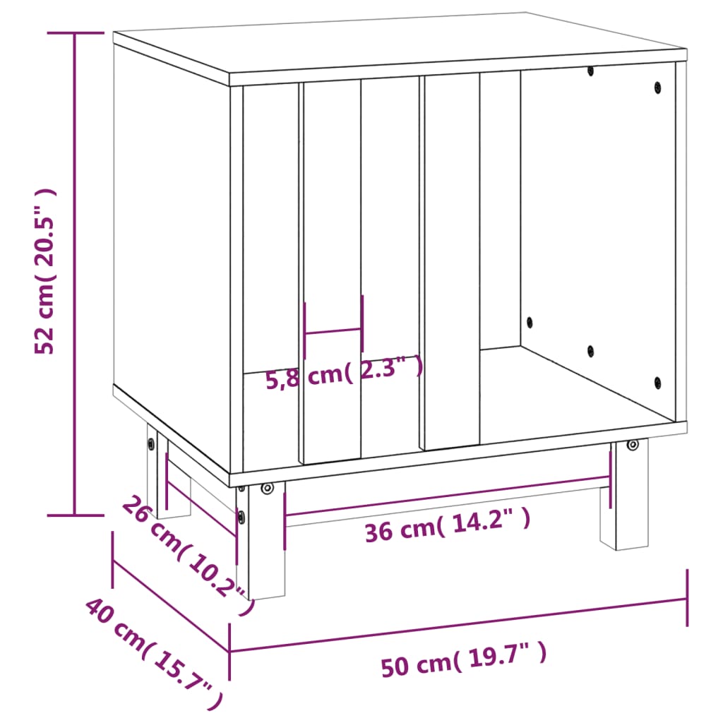 Hondenhok Massief Grenenhout 50 x 40 x 52 cm Zwart