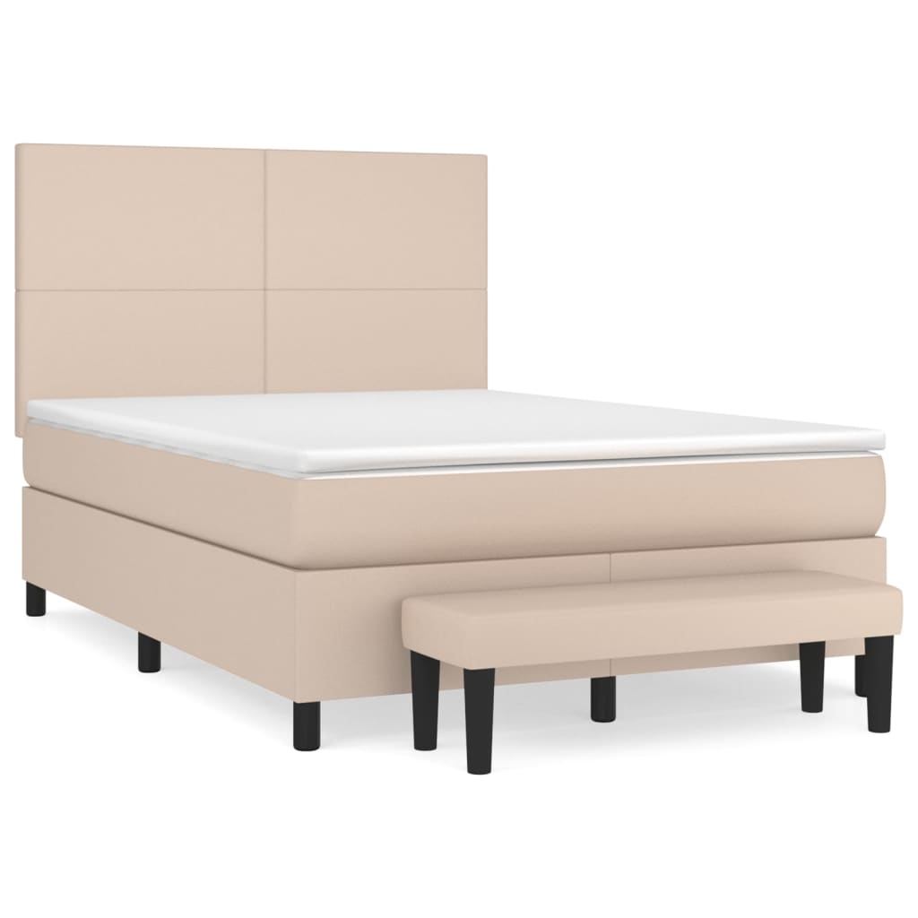 Boxspring met matras kunstleer cappuccinokleurig 140x190 cm
