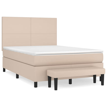 Boxspring met matras kunstleer cappuccinokleurig 140x190 cm