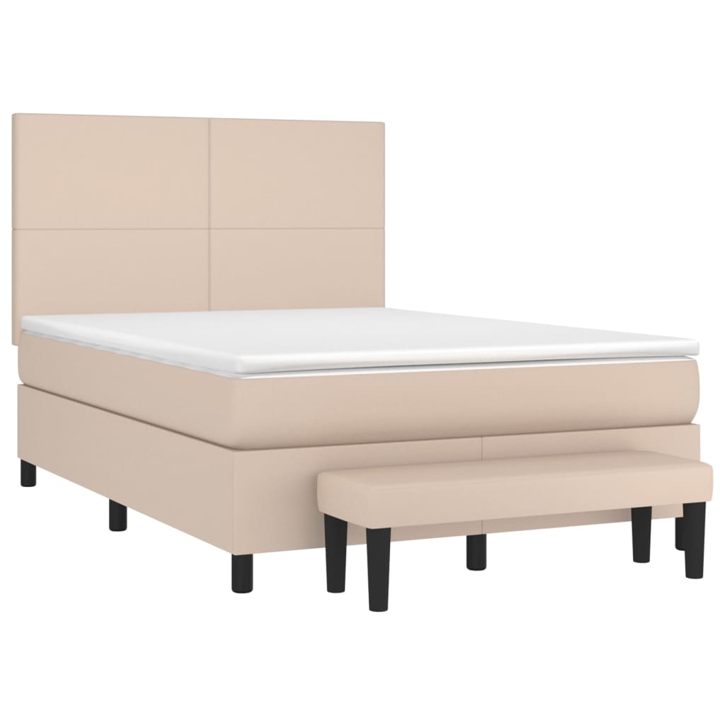 Boxspring met matras kunstleer cappuccinokleurig 140x190 cm