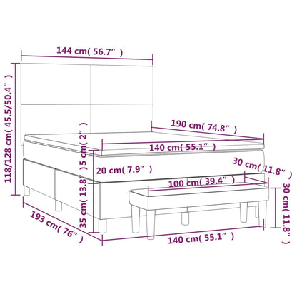 Boxspring met matras kunstleer cappuccinokleurig 140x190 cm