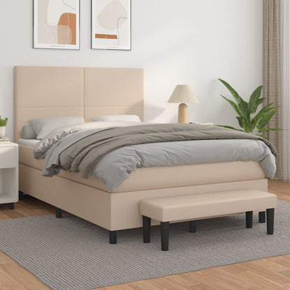 Boxspring met matras kunstleer cappuccinokleurig 140x190 cm