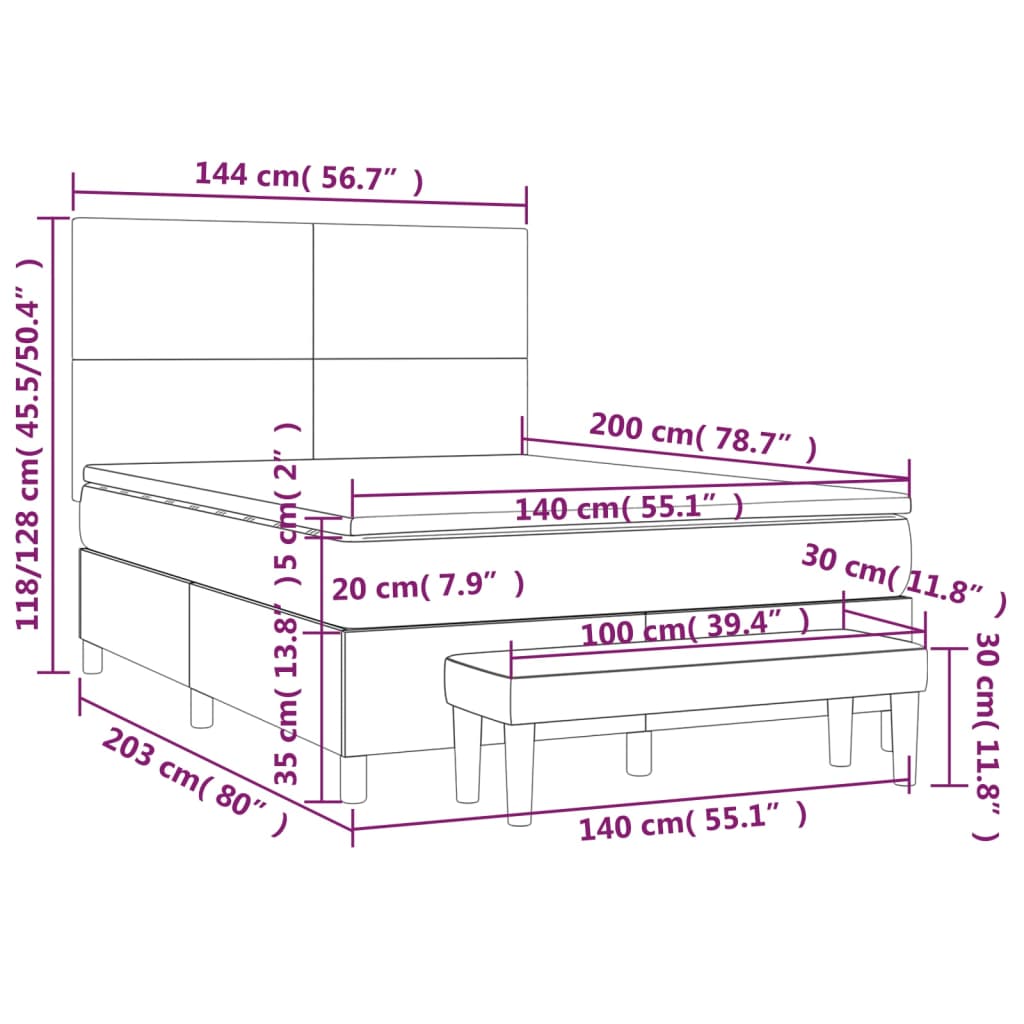 Boxspring met matras kunstleer cappuccinokleurig 140x200 cm