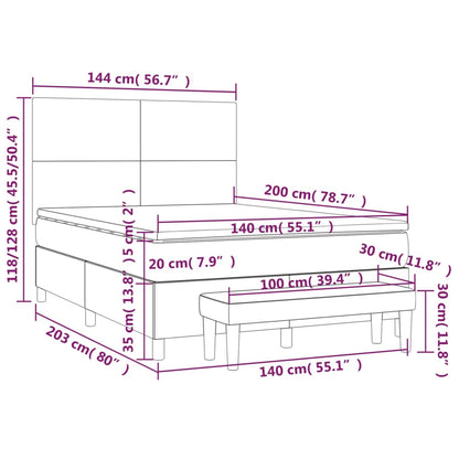 Boxspring met matras kunstleer cappuccinokleurig 140x200 cm