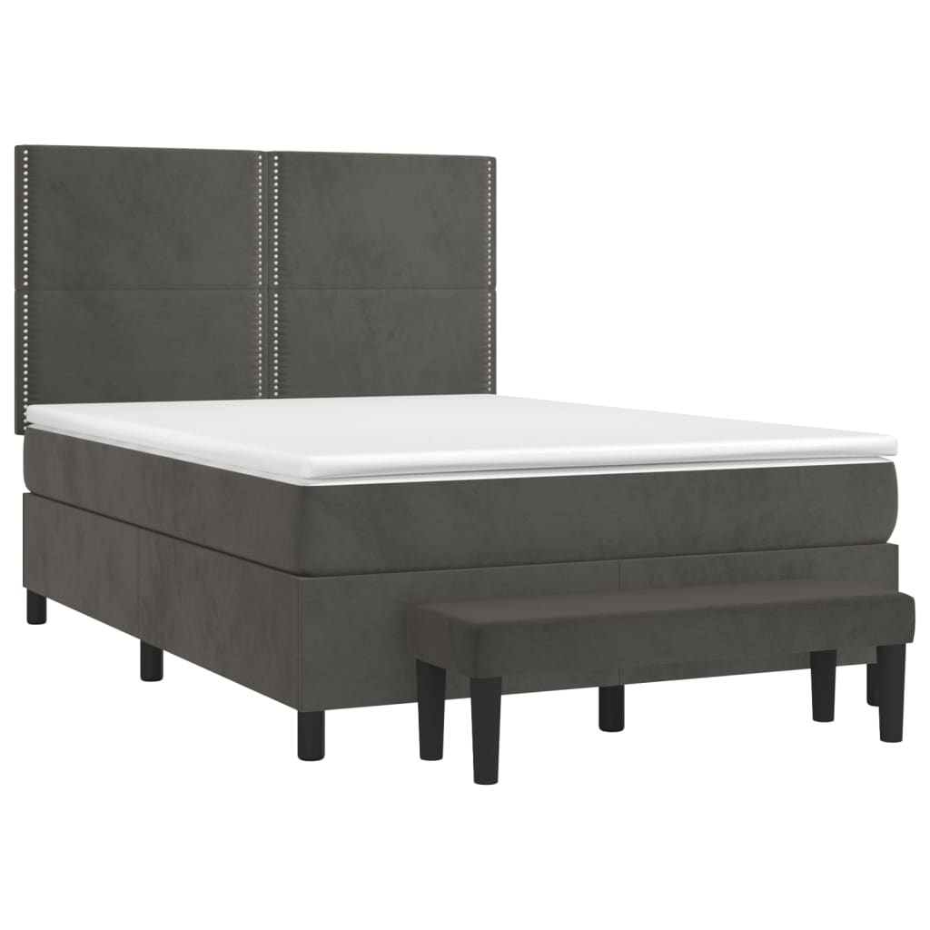 Boxspring met matras fluweel donkergrijs 140x200 cm