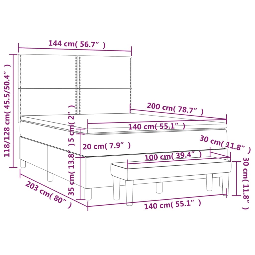 Boxspring met matras fluweel donkergrijs 140x200 cm