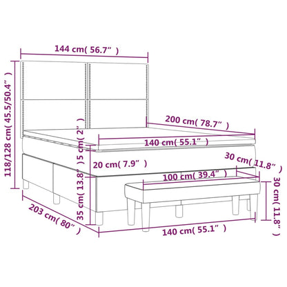 Boxspring met matras fluweel donkergrijs 140x200 cm