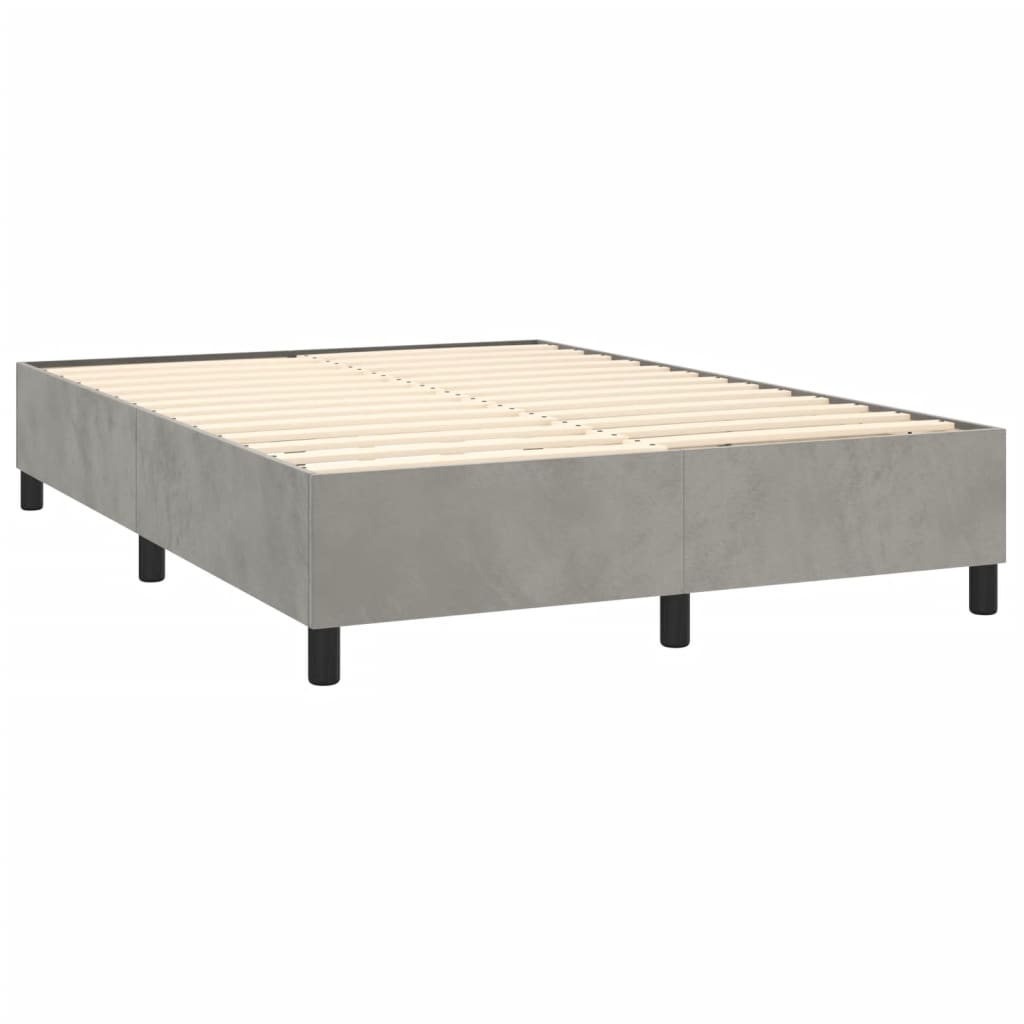 Boxspring met matras fluweel lichtgrijs 140x200 cm