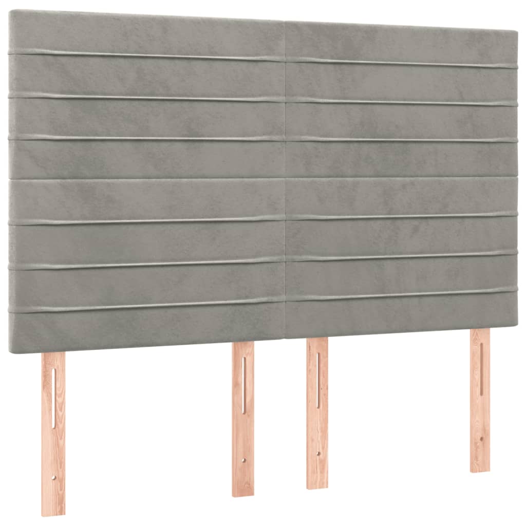 Boxspring met matras fluweel lichtgrijs 140x200 cm